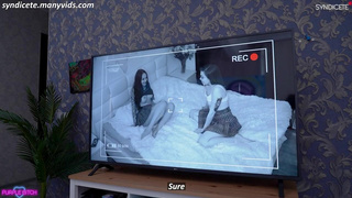 Страстный секс втроем с двойным проникновением и финалом на лицо