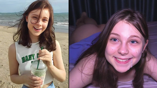 Секс на пляже с милашкой – тройной оргазм под шум волн