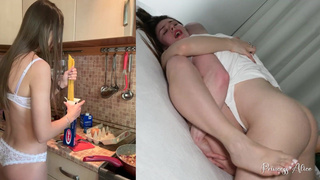 Порно с русской в кухне: секс и готовка