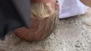 Жесткое порно на публике с мочалкой