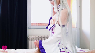 Смотреть онлайн хентай с Эмилией и Субару в горячем моменте