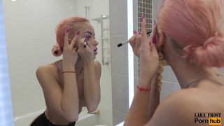 Lara Frost - [LaraFrost.com] - BTS - Depraved Gymnast Lara Frost makes herself a Makeup before Shooting in a Porn Movie (Funny) - 1080p.mp4