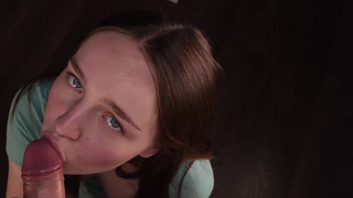 Slobbery blowjob from a cute girl in a short dress.mp4